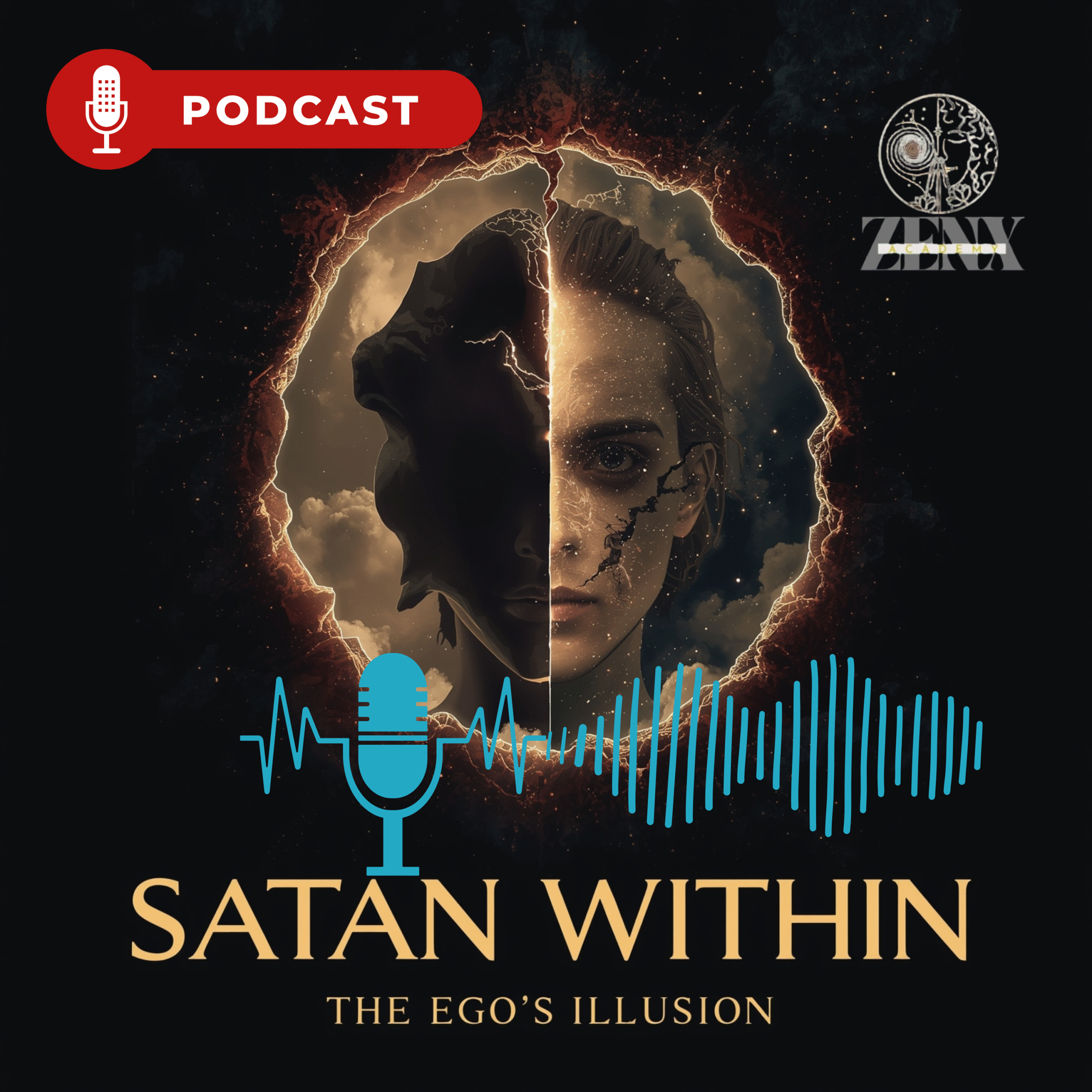 Podcast cover for "Satan Within: The Ego’s Illusion" – exploring ego, inner shadows, and the illusion of separation.