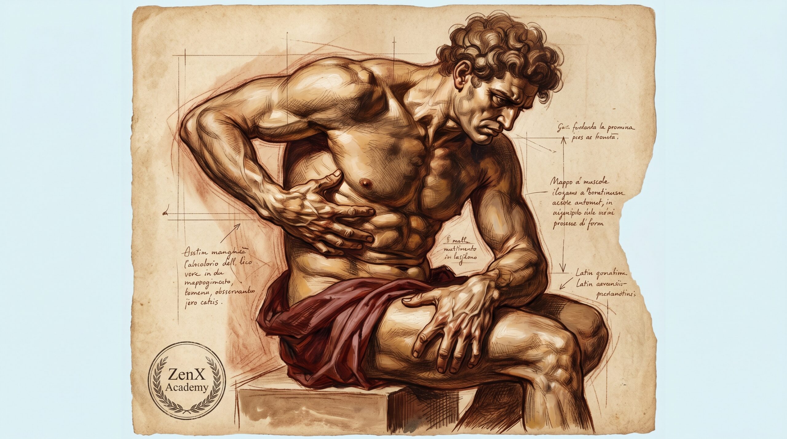 A Renaissance concept drawing mapping points where inner flame touches daily life