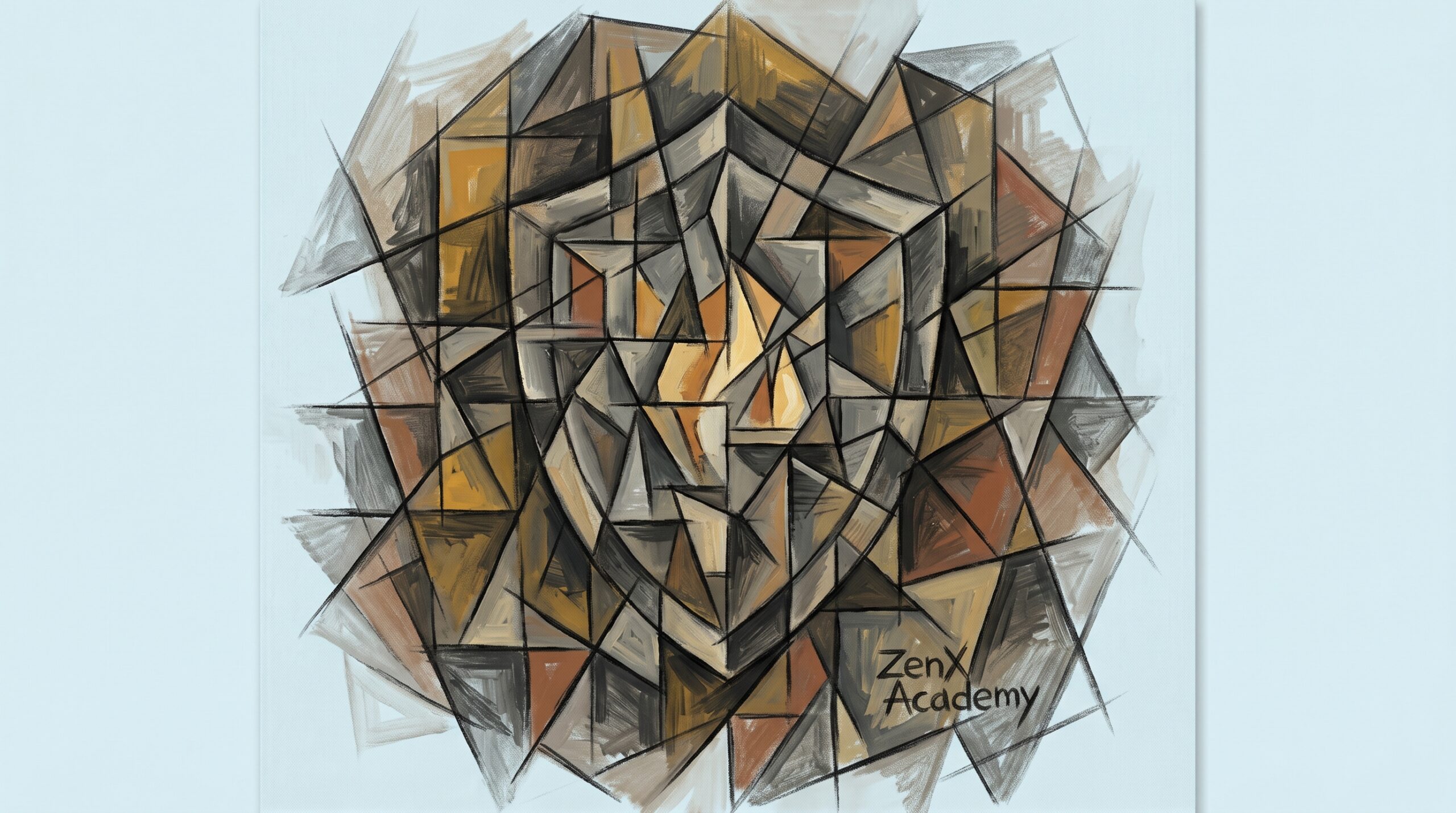 An analytical cubist image breaking down a figure into underlying structures