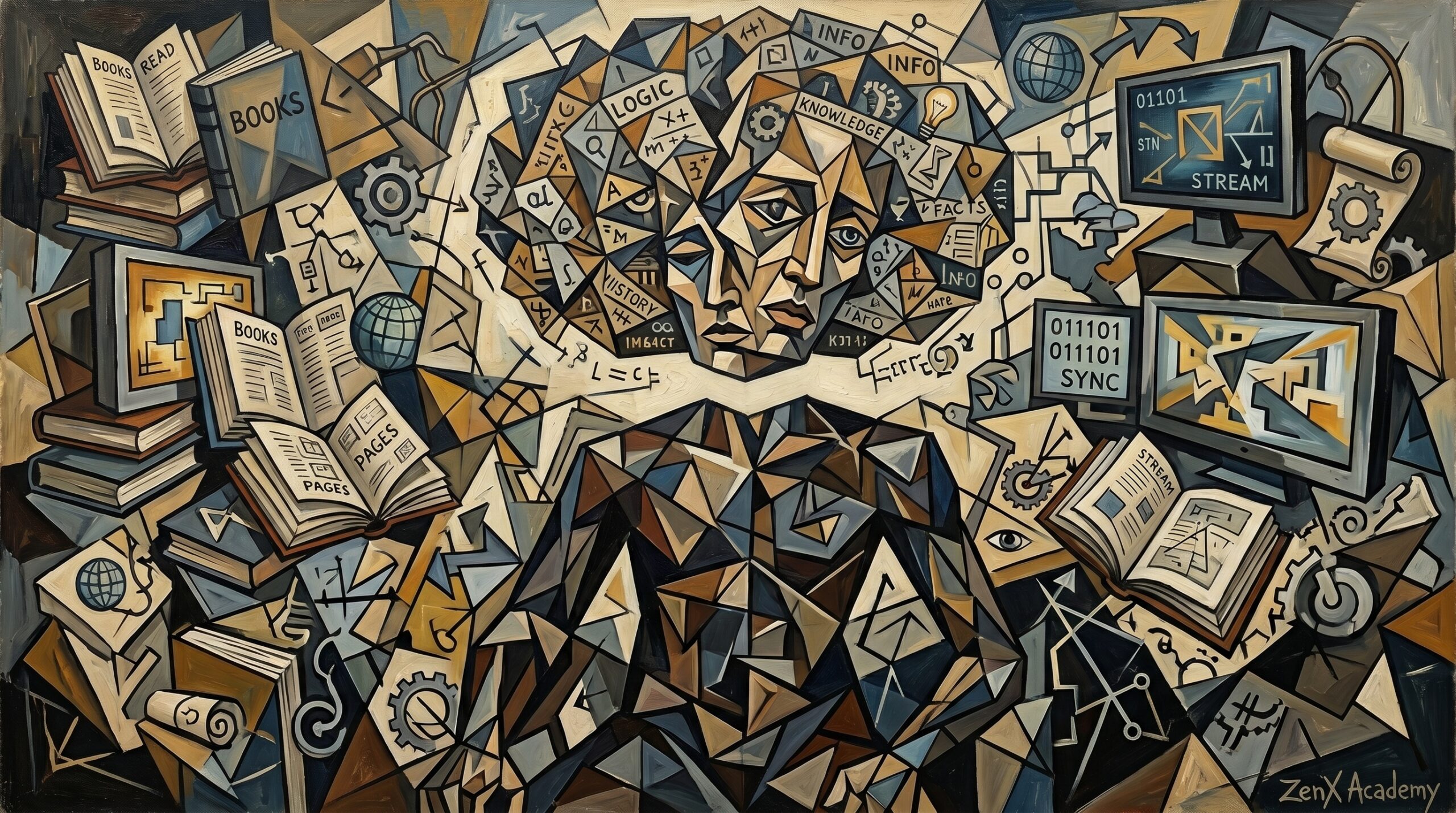 A cubist artwork inspired by the inventory of five areas of daily life where the Samiri operates