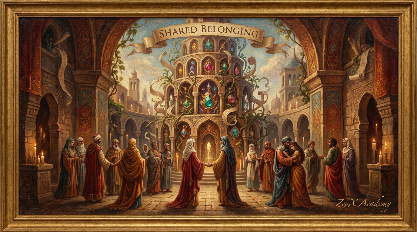 An allegorical scene representing the shift from examining content to examining the questioner