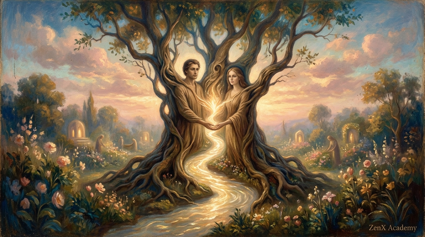 Masterful Symbolist oil painting