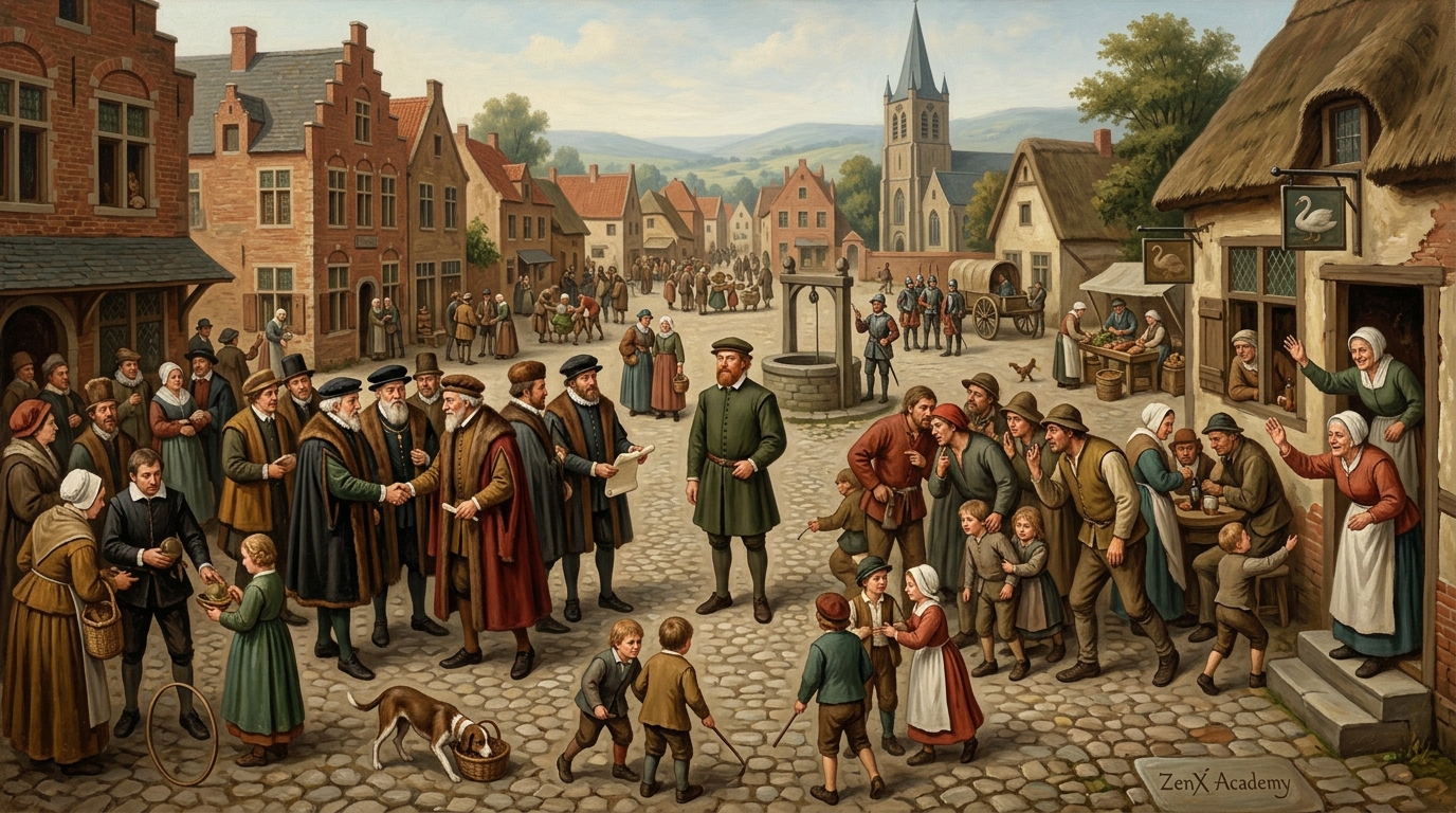 Flemish painting of people recognizing
