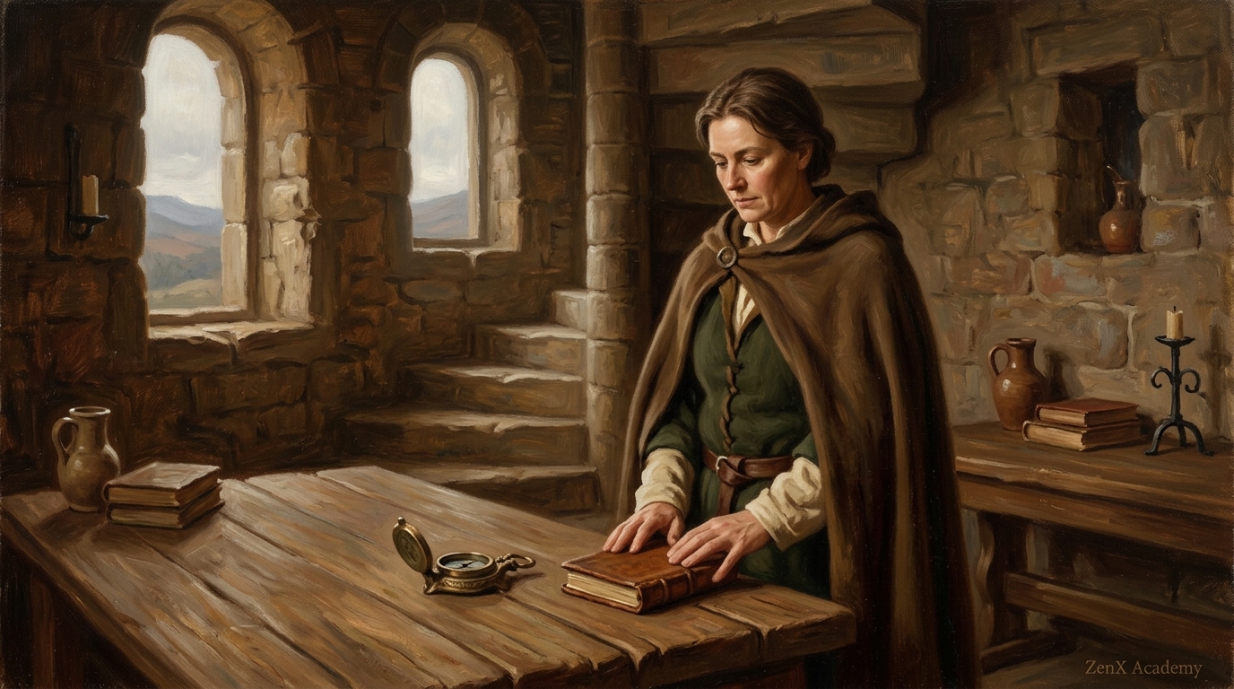 A hand-painted classical scene — the space between the question and the architecture
