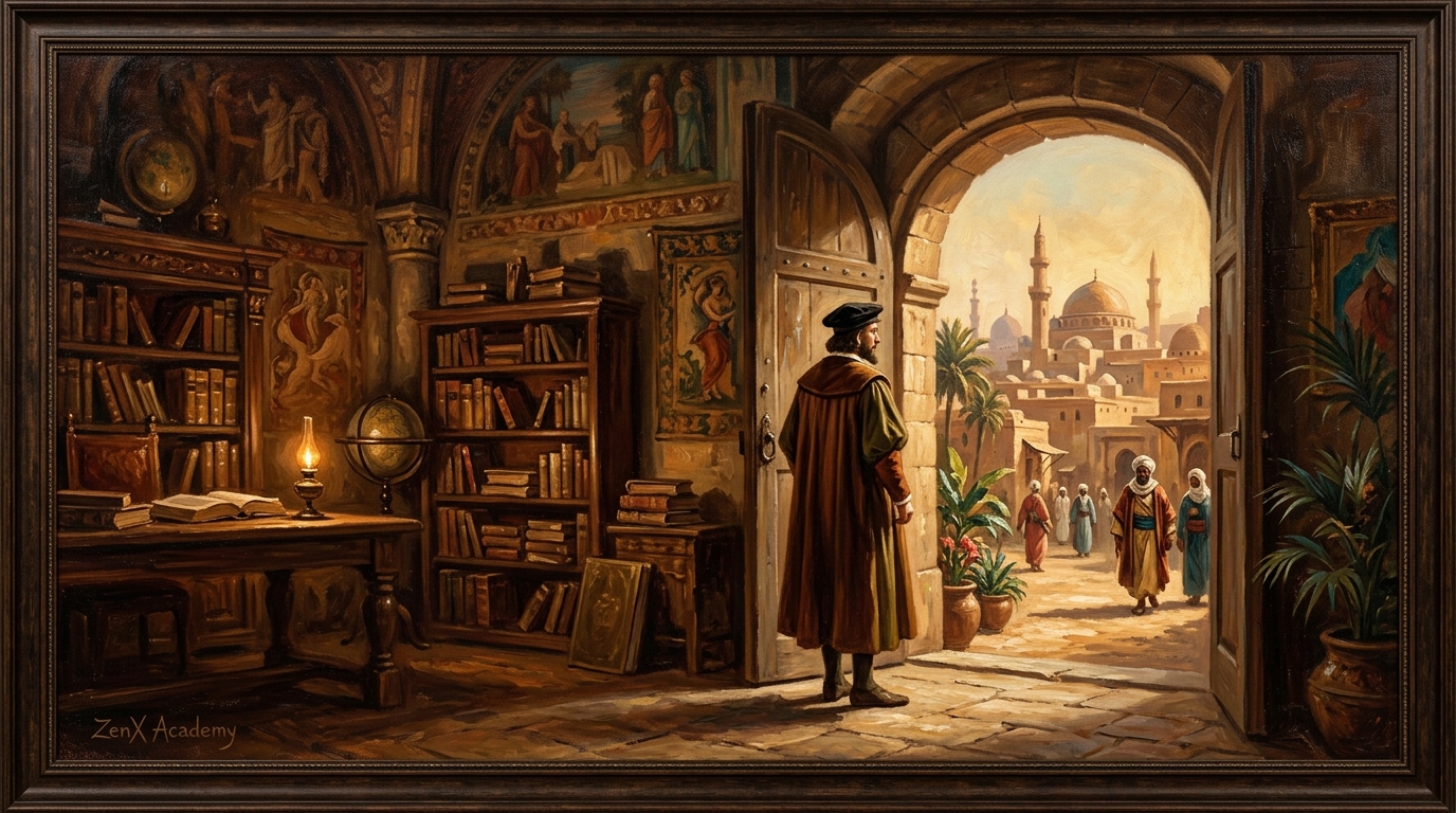A hand-painted doorway revealing a different dimension beyond the frame