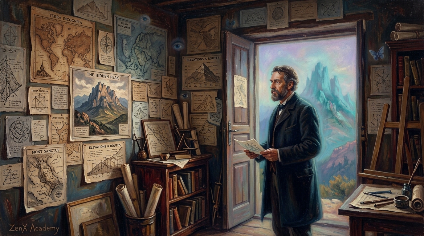 Man studying mountain maps