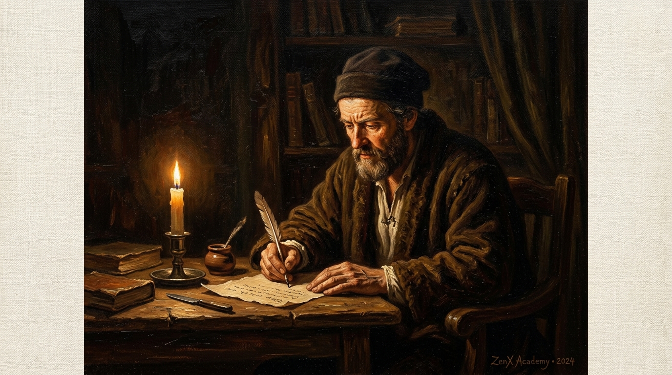 Person writing under candle, symbolizing examining the return of substitution