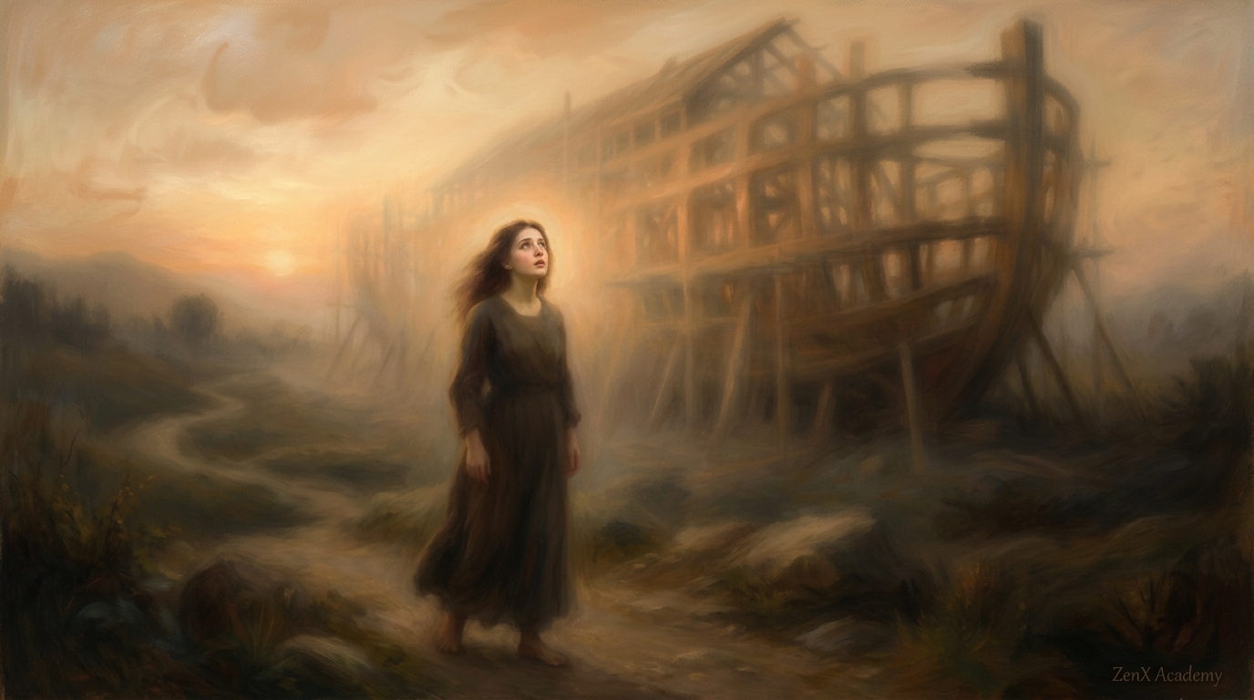 Woman before ark construction