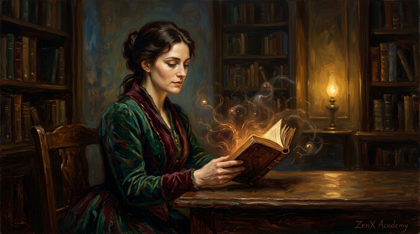 Woman closing book in library